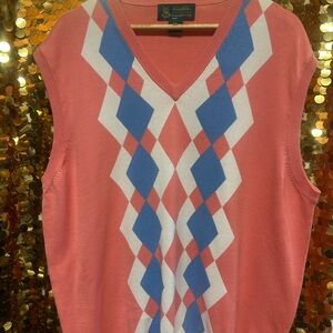 Brooks Brothers Coral Argyle Sweater Vest